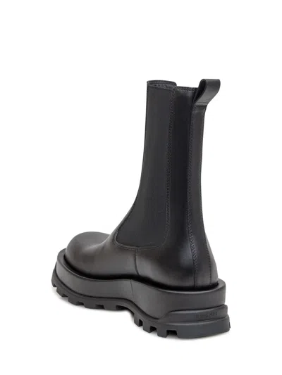 Jil Sander 30mm Leather Ankle Boots In Black