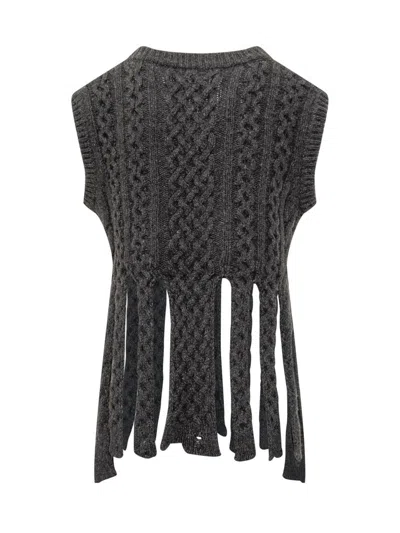 Coperni Dark Grey Wool Blend Sleeveless Sweater In Gray