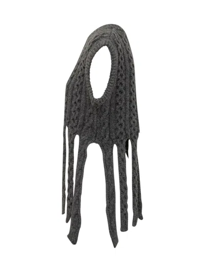 Coperni Dark Grey Wool Blend Sleeveless Sweater In Gray