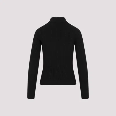 Courrèges Black Reedition Rib Knit Mock Neck Sweater