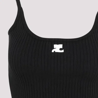 Courrèges Knit Tank Top In Black
