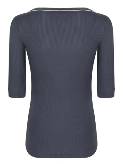 Brunello Cucinelli Monile V-neck Black T-shirt In Multi