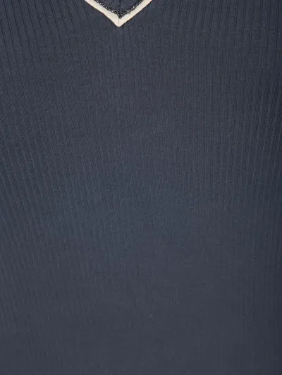 Brunello Cucinelli Monile V-neck Black T-shirt In Multi