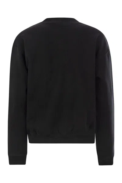 Polo Ralph Lauren Black Cotton Sweatshirt With Iconic Pony Logo In Black