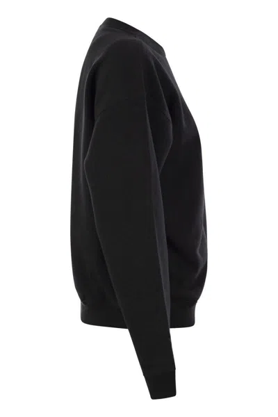 Polo Ralph Lauren Black Cotton Sweatshirt With Iconic Pony Logo In Black