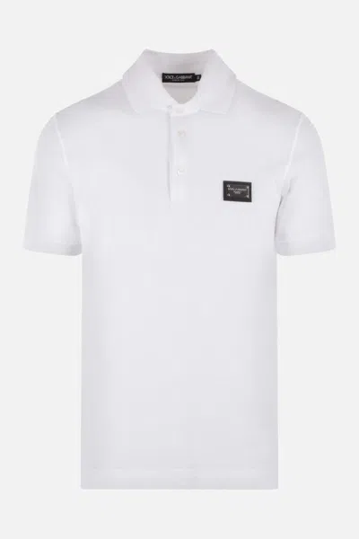 Dolce & Gabbana Cotton Piqué Polo-shirt With Branded Tag In White