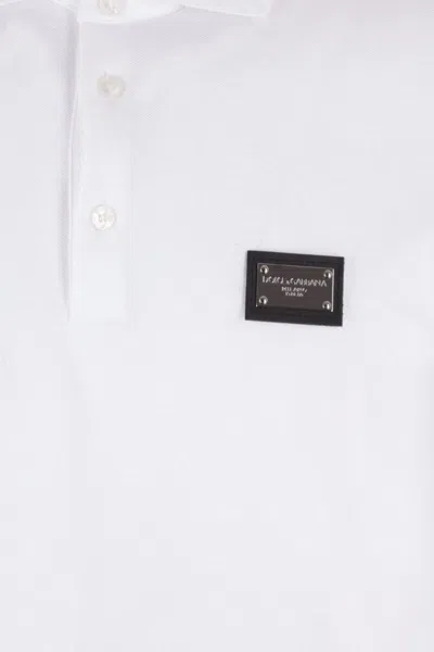 Dolce & Gabbana Cotton Piqué Polo-shirt With Branded Tag In White
