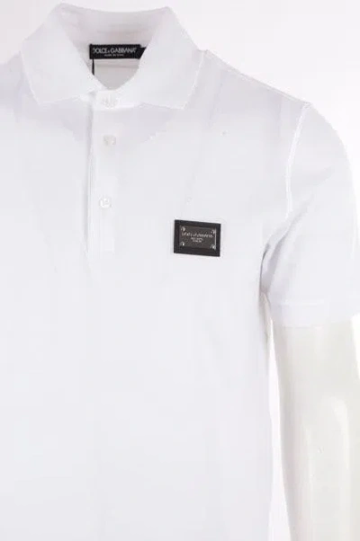 Dolce & Gabbana Cotton Piqué Polo-shirt With Branded Tag In White