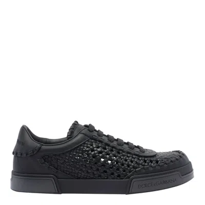 Dolce & Gabbana Round Toe Leather Low Top Sneakers