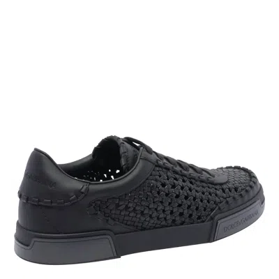 Dolce & Gabbana Round Toe Leather Low Top Sneakers