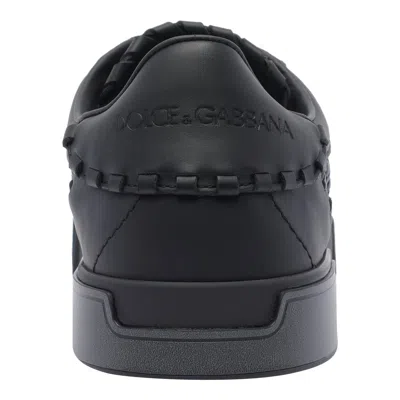 Dolce & Gabbana Round Toe Leather Low Top Sneakers