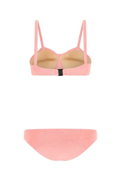 Lisa Marie Fernandez Stretch Terry Bikini Set With Adjustable Straps In Pink