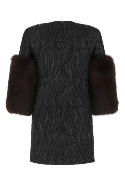 Saint Laurent Black Crewneck Mini Dress In Black