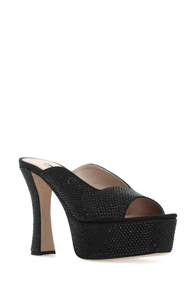 Miu Miu Crystal-embellished Platform Mules