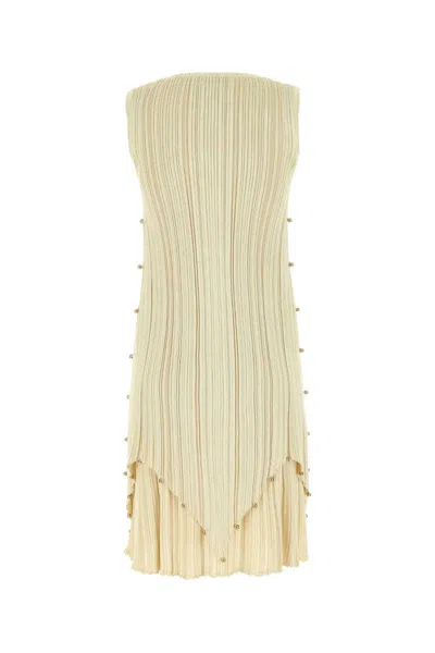 Bottega Veneta Embellished Pleated Mini Dress In Neutral