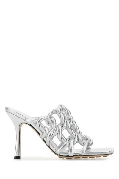 Bottega Veneta Reflection Woven Metallic Leather Mules
