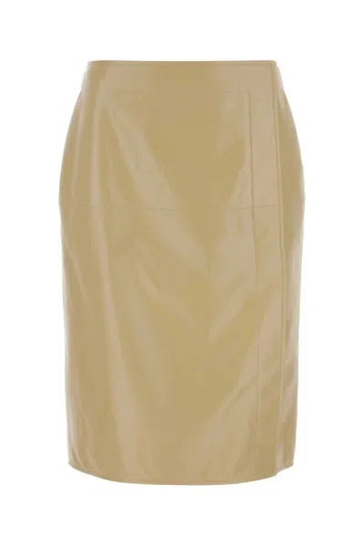 Bottega Veneta Women Beige Leather Skirt In Neutral