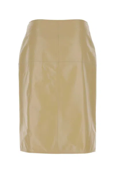 Bottega Veneta Women Beige Leather Skirt In Neutral