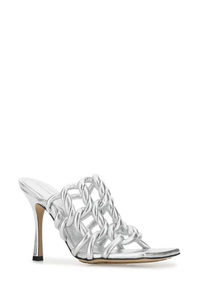 Bottega Veneta Reflection Woven Metallic Leather Mules