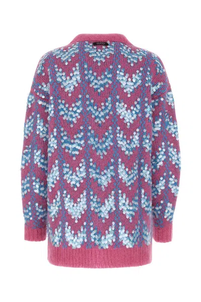 Gucci Multicolor Sequined Chevron-knit Cardigan In Blue