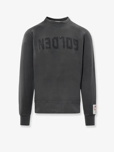 Golden Goose Cotton Sweatshirt With Logo Print In Gray