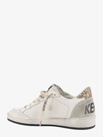 Golden Goose Deluxe Brand Women Ball Star Leather Sneakers With Glitter Detail In Neutral