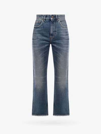 Golden Goose Deluxe Brand Women Derin New Cropped Flare Jeans With Back Logoed Patch In Blue