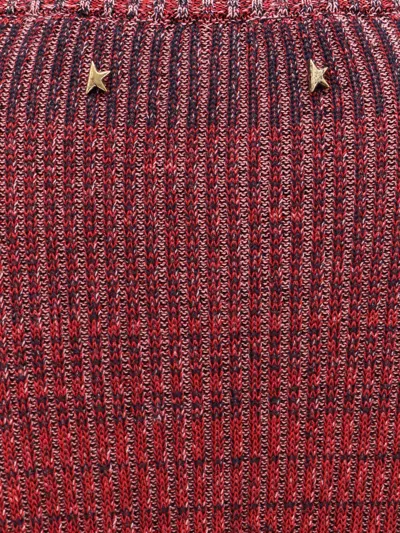 Golden Goose Deluxe Brand Women Knitted Multicolor Mini Dress With Stars Detail In Red