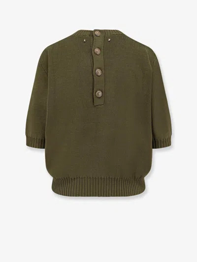 Golden Goose Ottavia Cotton Sweater With Button Detailing In Green