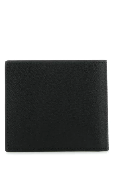 Gucci Black Bi-fold Wallet With Gg Marmont Logo In Hammered Leather Man In Black