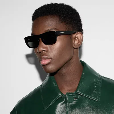Gucci Rectangular Frame Sunglasses Men In Black