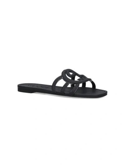 Gucci Women Gg Interlocking Slides In Black