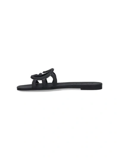 Gucci Women Gg Interlocking Slides In Black