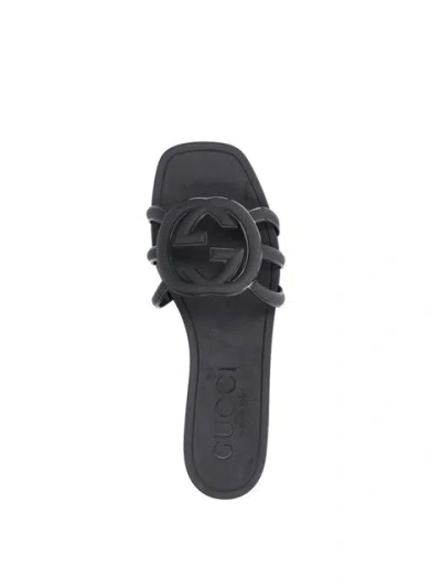 Gucci Women Gg Interlocking Slides In Black