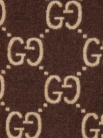 Gucci Gg Wool Jacquard Cape In Brown
