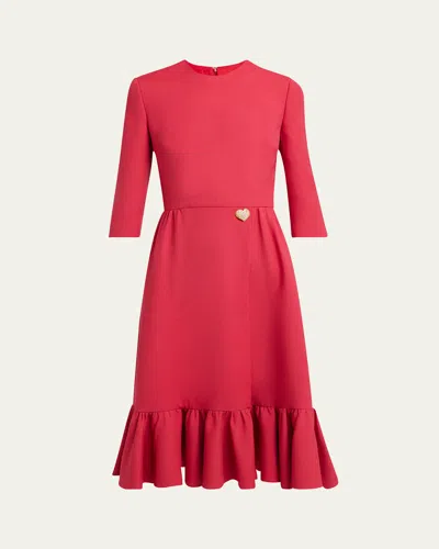 Valentino Crepe Couture Midi Dress In Red