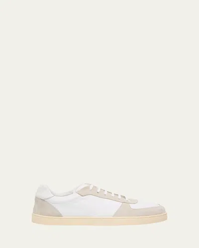 Bergdorf Goodman Men's Deerskin And Suede Low-top Sneakers In Neutral