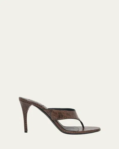 Alaïa Brown Thong Elaphe Leather Mule Sandals