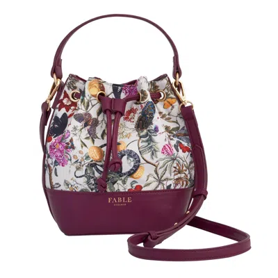 Fable England Women's Pink / Purple  X Natural History Museum Floral Engravings Bucket Bag - Plum