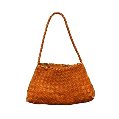 Rimini Women's Brown Woven Leather Sling Bag 'leontina' - Tan