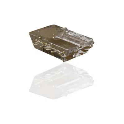 Marleth Glass Cigar Ashtray With Silver Olive Branch Detailing