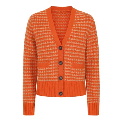 Loop Cashmere Women's Yellow / Orange Textured Cashmere Cardigan In Tiger Texture