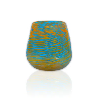 Marleth Yellow / Orange Barbablanca Hand Blown Swirl Glass Tumbler - Arangione