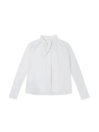 Yibri Women's Ruched Collar Short Shirt -white