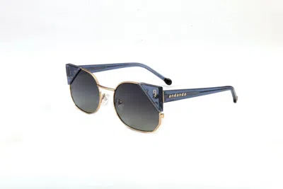Galfer Eyewear Women's Gold / Black / Blue Andanda Sunglasses Elegant Minimalistic Cat Eye Frame