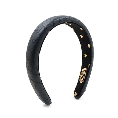 Miss Cicconi Women's Miss Moneypenny - Simple Headband - Jet Black - Croc Embossed