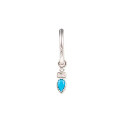 By Eda Dogan Women's Silver / Blue Turquoise Drop Charm Earring