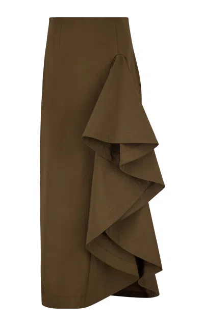 Lela Rose Draped Stretch-cotton Maxi Skirt