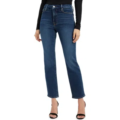 Good American Good Boy Step Hem High Waist Ankle Straight Leg Jeans In Blue
