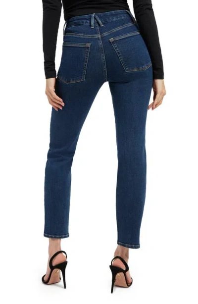 Good American Good Boy Step Hem High Waist Ankle Straight Leg Jeans In Blue